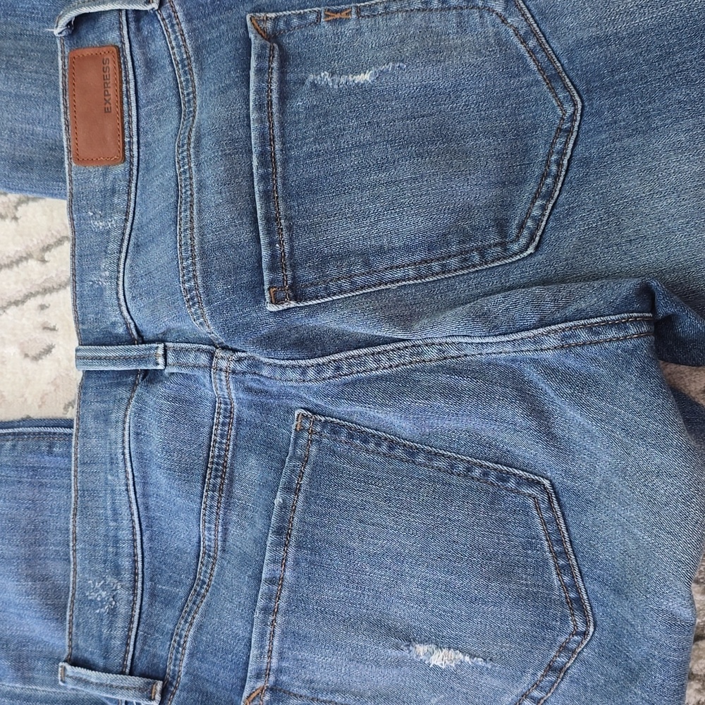 Express Distressed Blue Ankle Legging Mid Rise - Picture 4 of 4